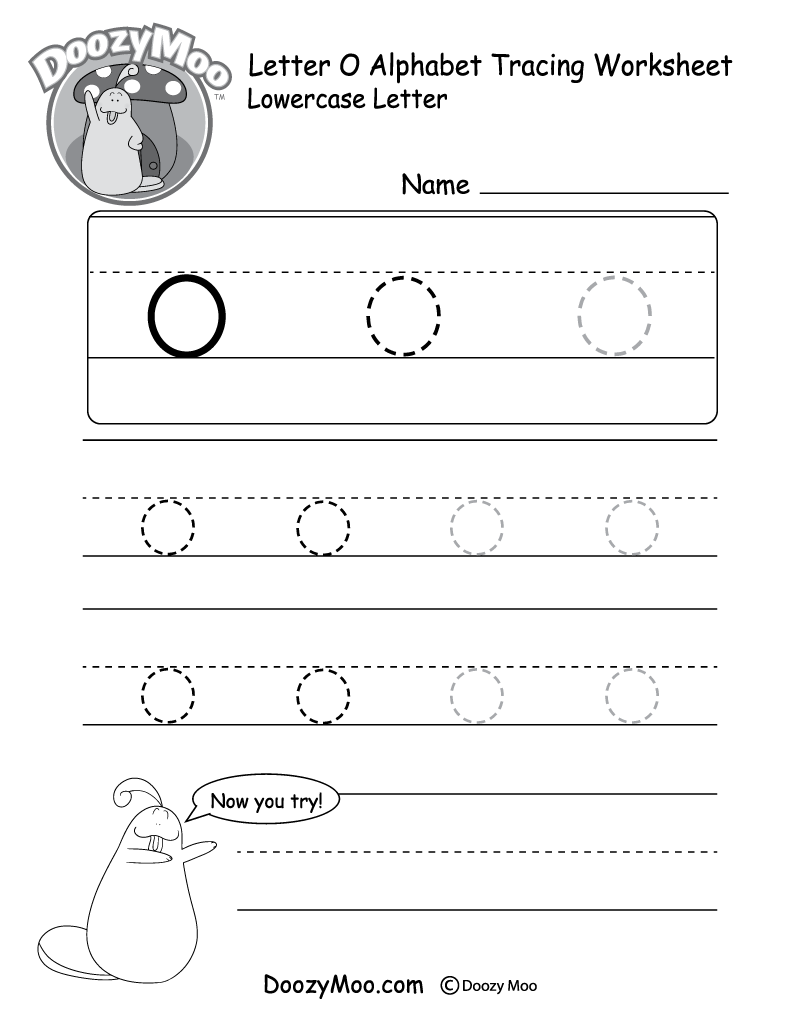 Lowercase Letter o Tracing Worksheet Doozy Moo