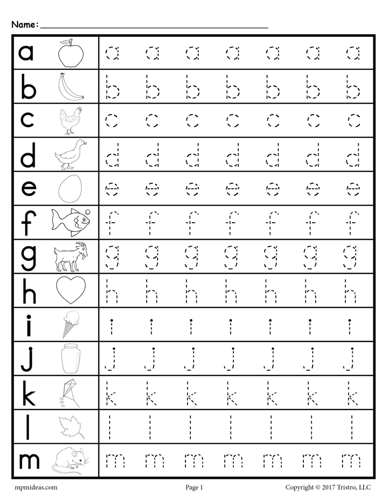 Lowercase Letter Tracing Worksheets SupplyMe Printable Alphabet