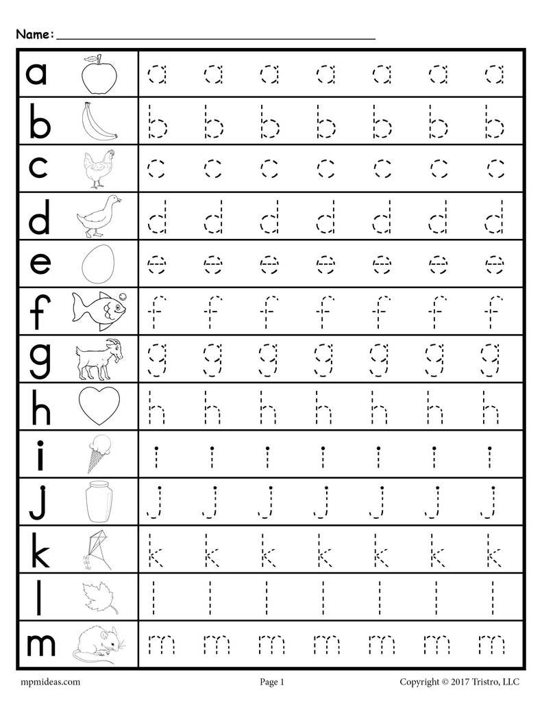 Lowercase Letters Writing Worksheets