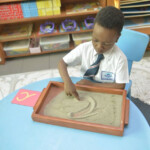 montessorieducation The Sand Tracing Tray Is Used To Make Prewriting