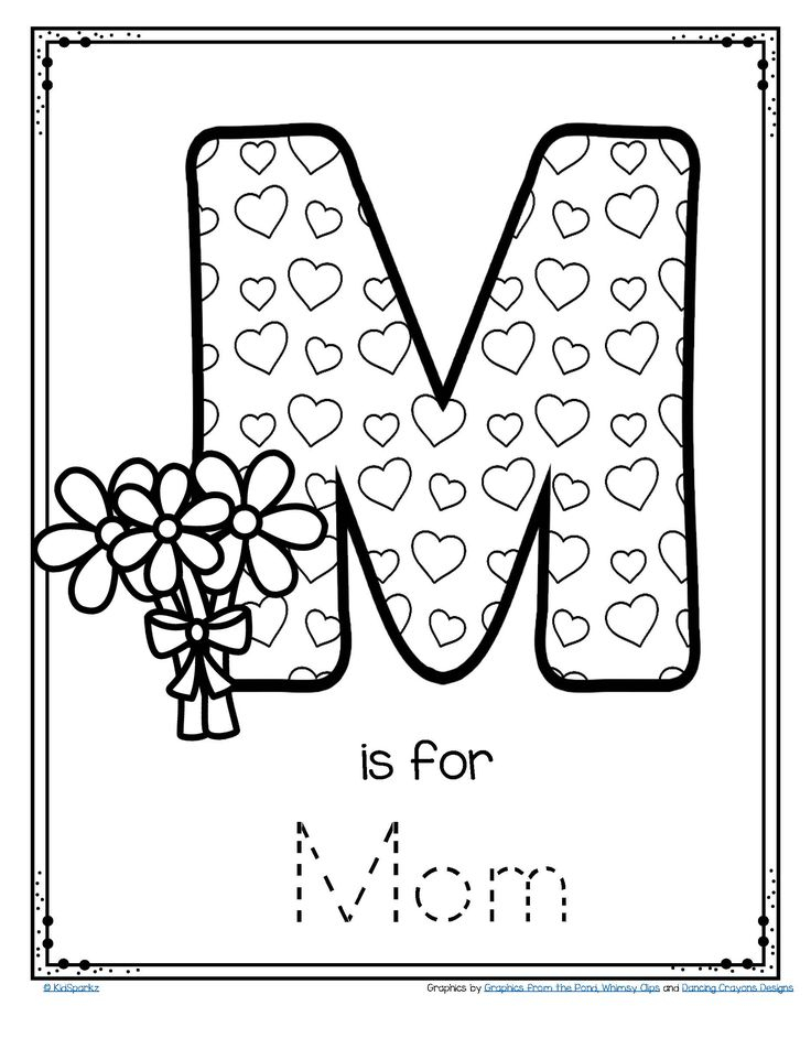 Mother s Day Poster Card M Is For Mom Trace And Color FREE Mothers 