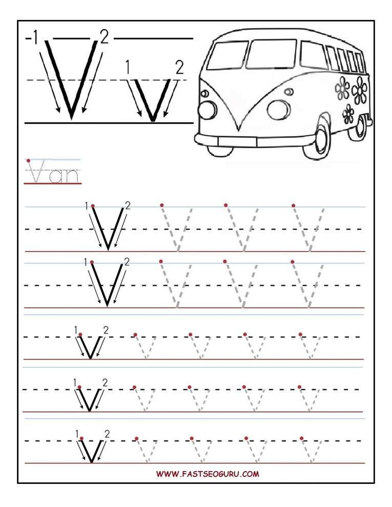 Preschool Worksheet Letter V And Printable Letter V Tracing Worksheets 