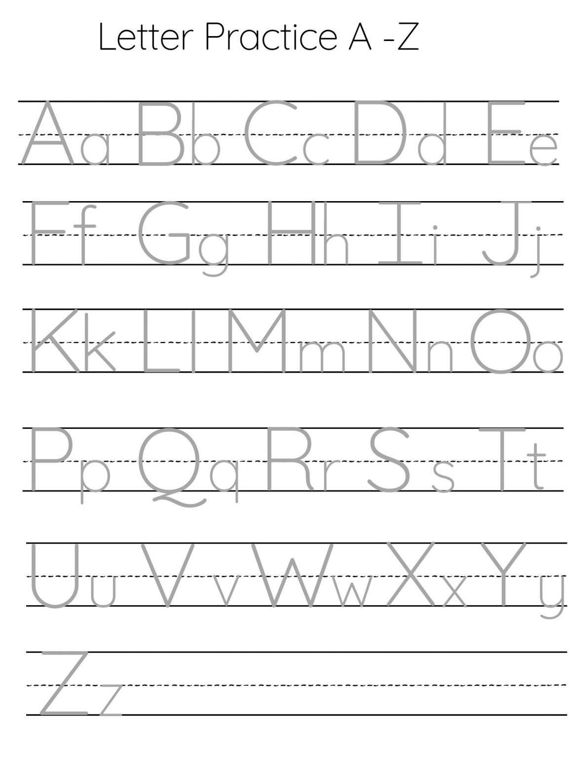 Printable Alphabet Trace Sheets