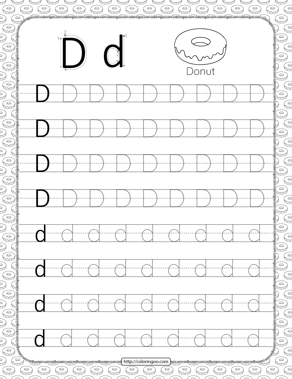 Printable Dotted Letter D Tracing Pdf Worksheet Free Printable Alphabet 