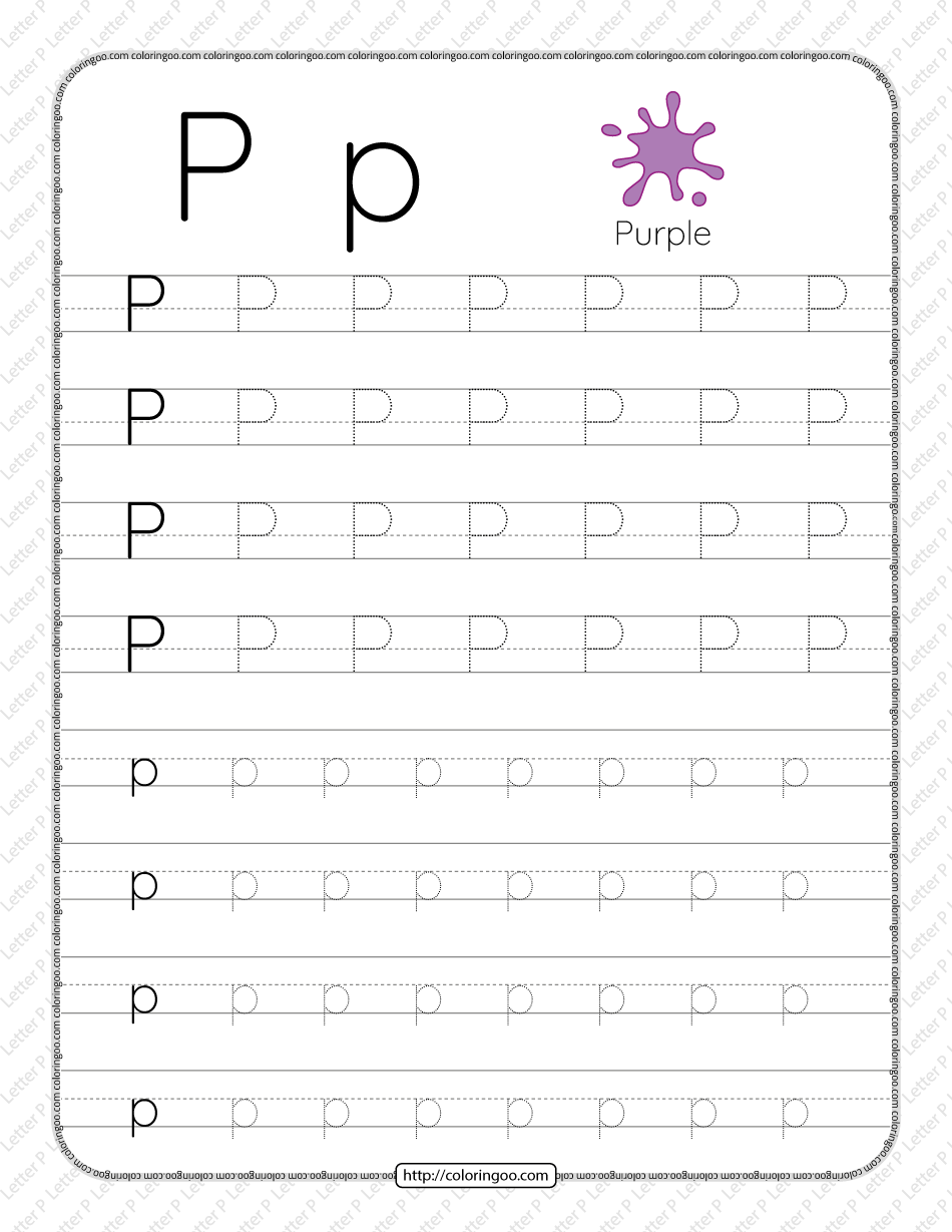 Printable Dotted Letter P Tracing Pdf Worksheet Tracing Alphabet 