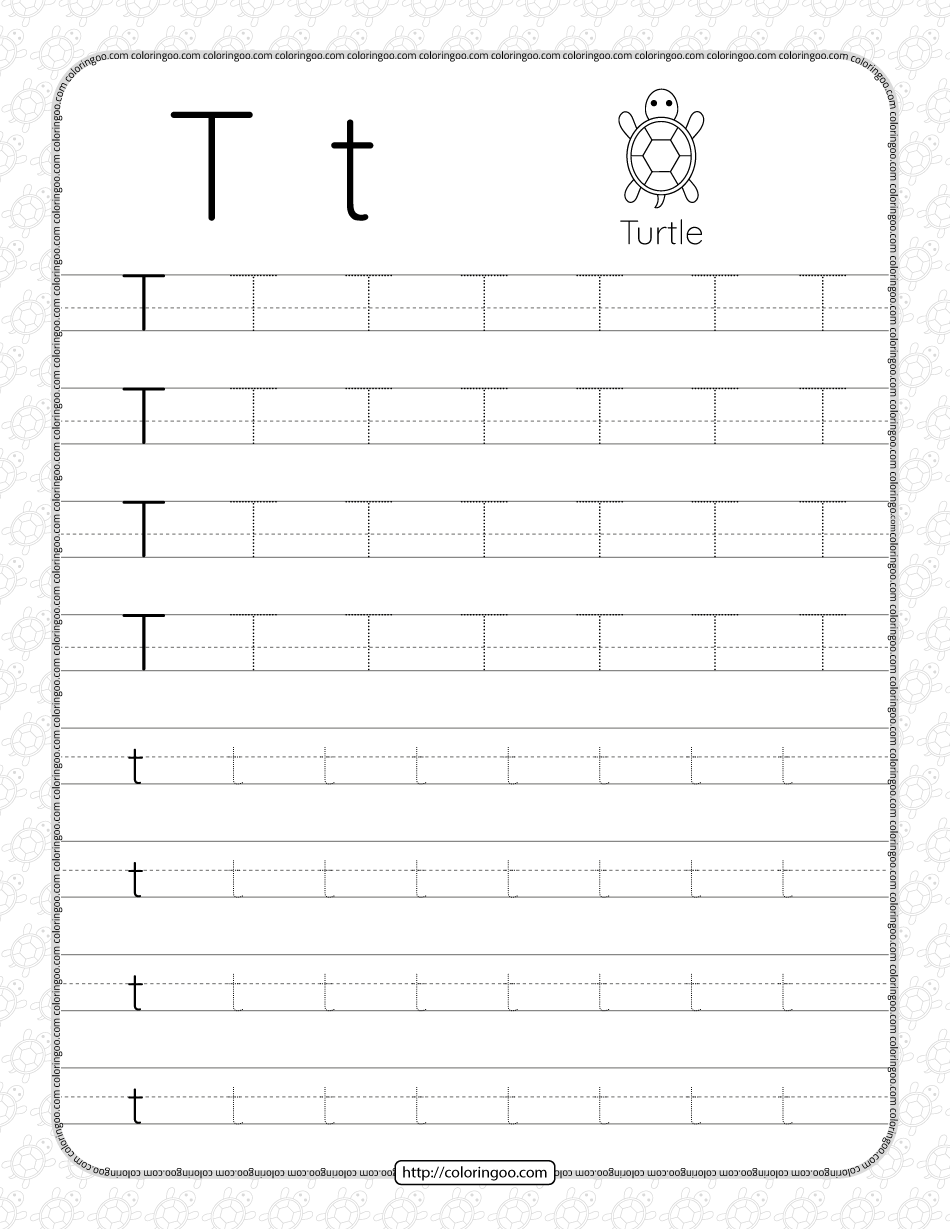 Printable Dotted Letter T Tracing Pdf Worksheet Preschool Prewriting