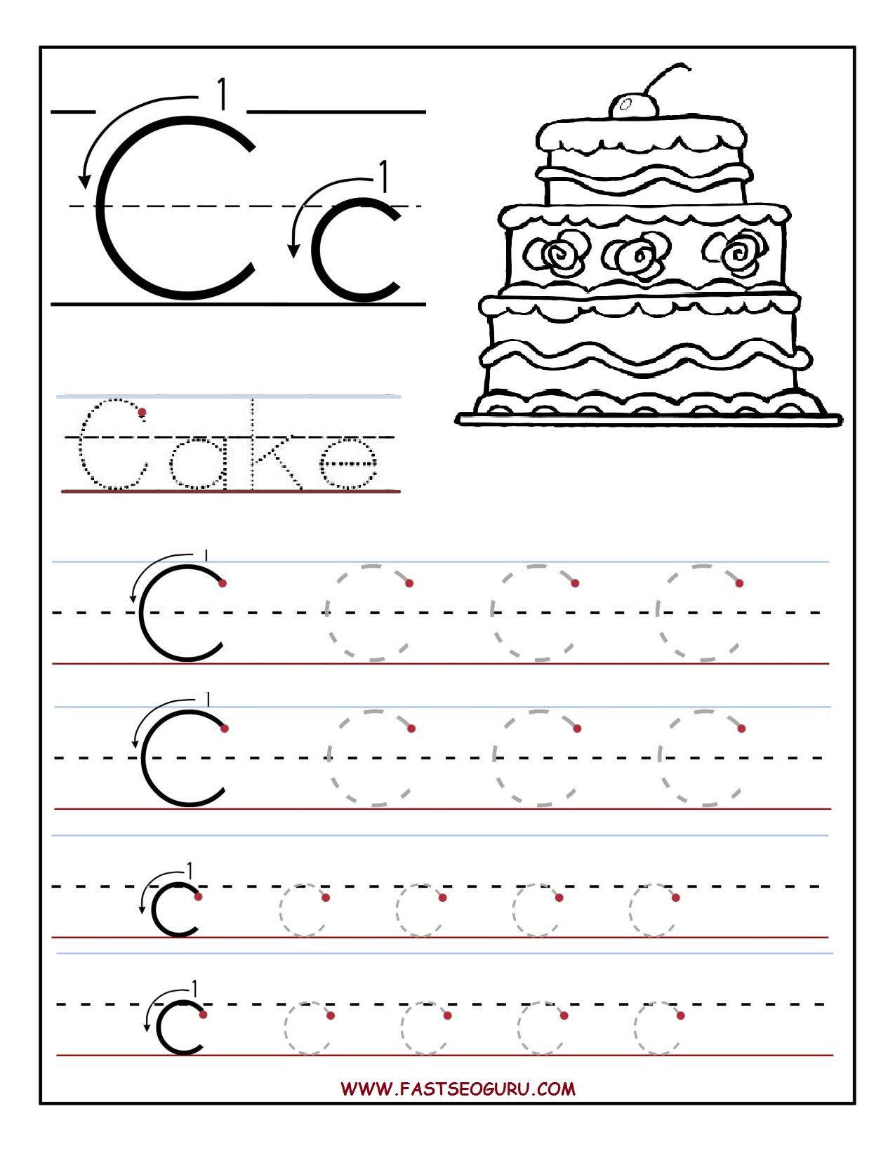 Printable Letter C Tracing Worksheets For Preschool