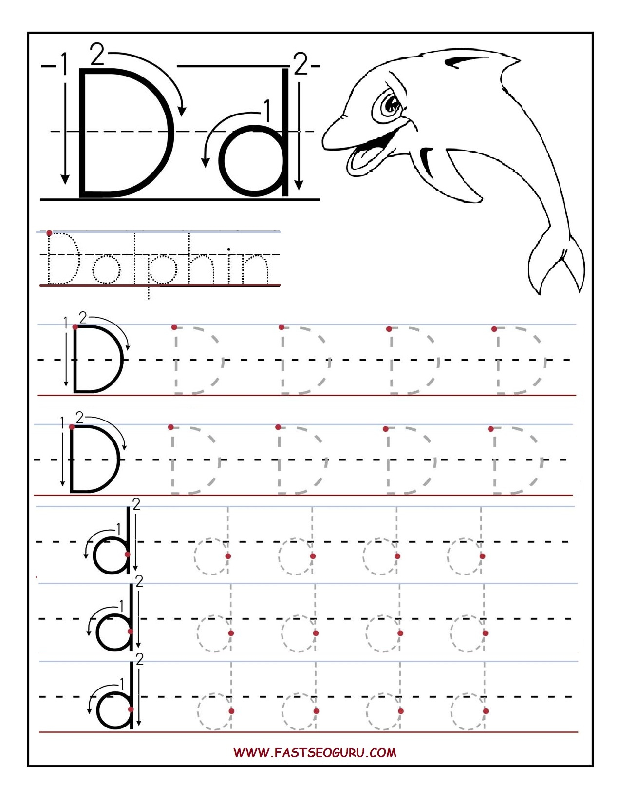 Printable Letter D Tracing Worksheets For Preschool