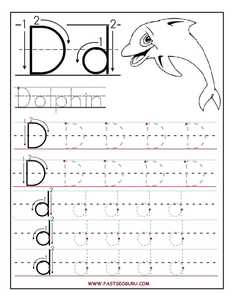 Printable Letter D Tracing Worksheets For Preschool 9A1 Alphabet 