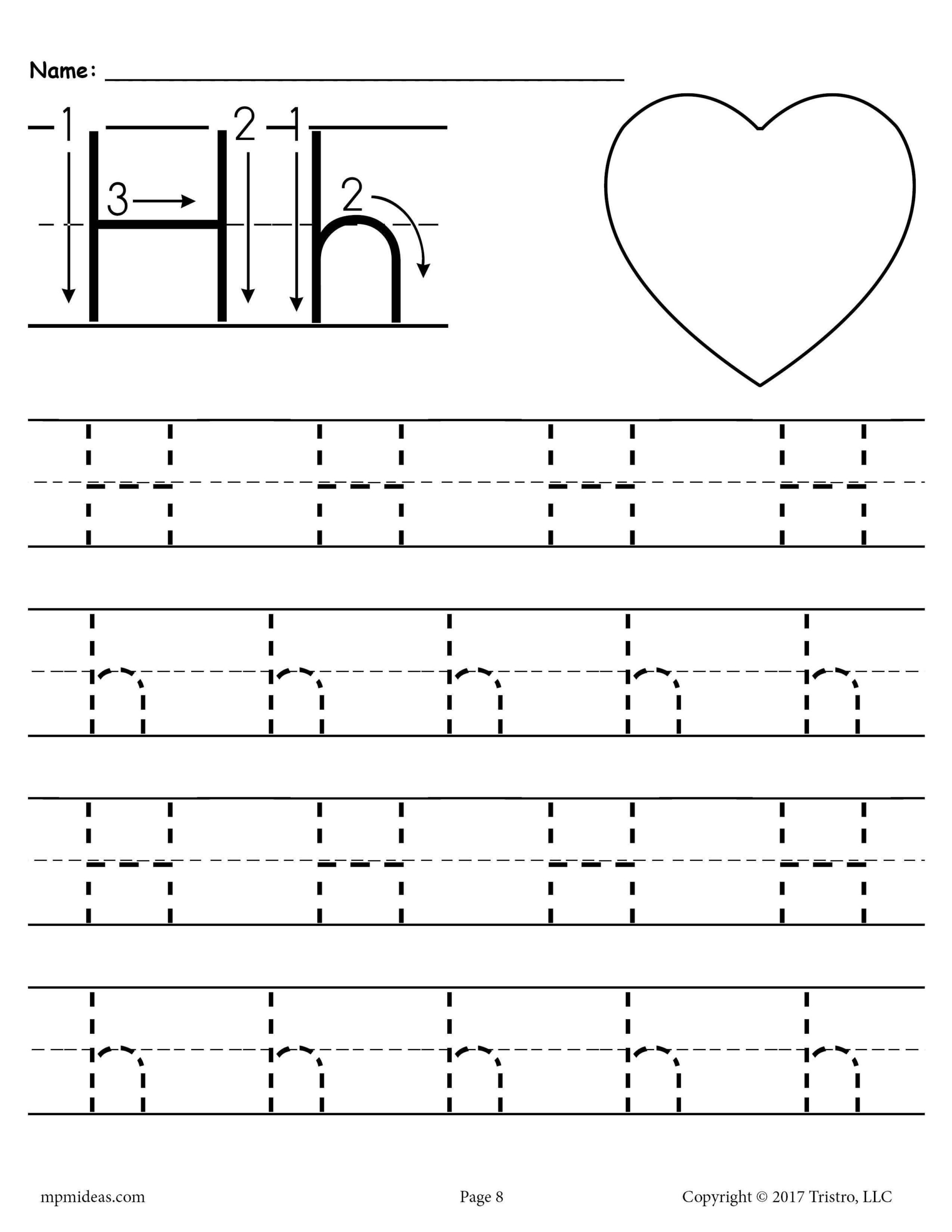 Printable Letter H Tracing Worksheets For Preschoolers Alphabet 