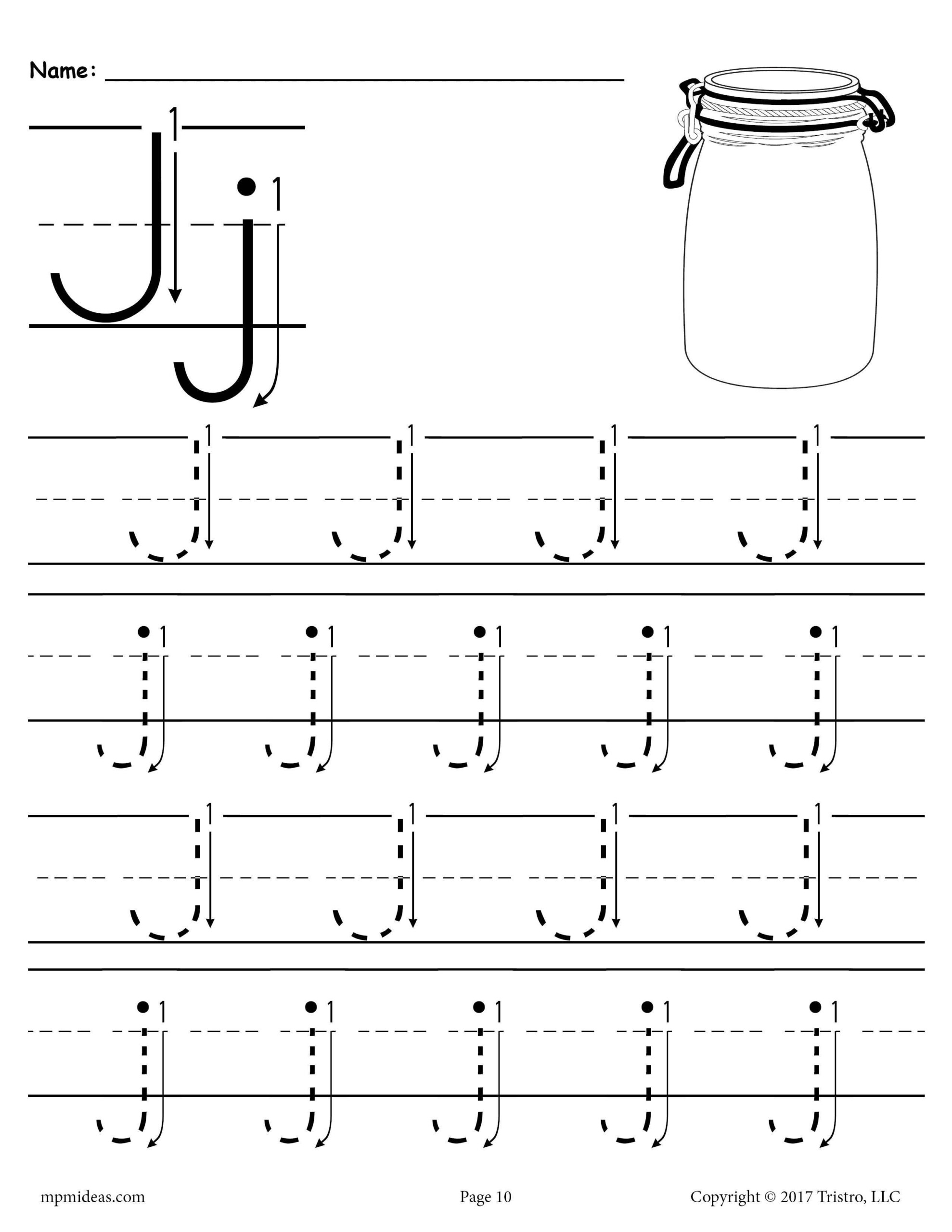 Printable Letter J Tracing Worksheet With Number And Arrow Guides