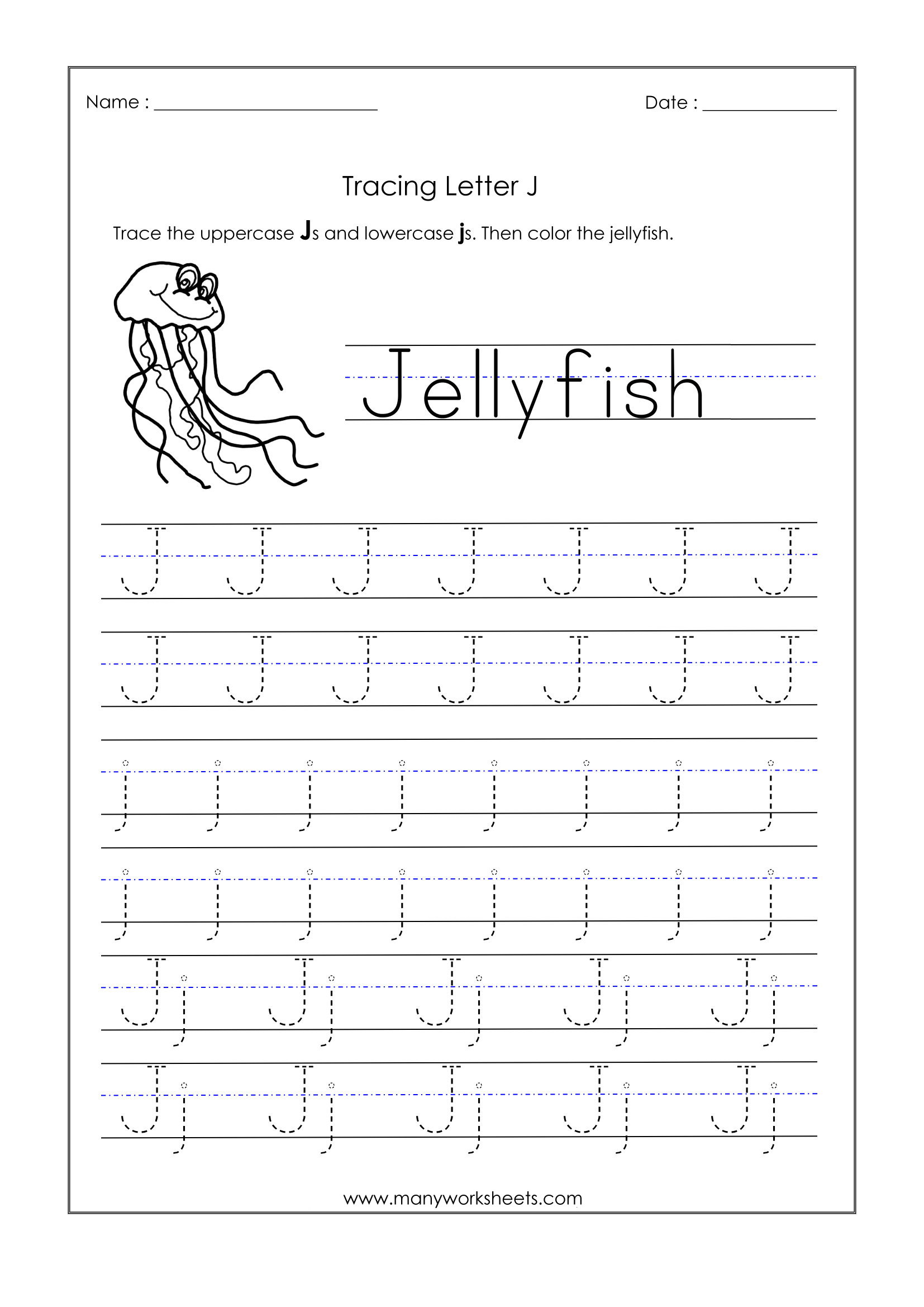 Printable Letter J Tracing Worksheets For Preschool Printable Free 
