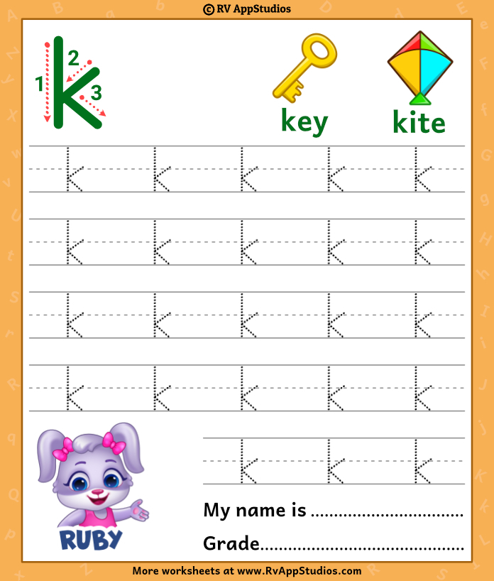 Printable Letter K Tracing Worksheets For Kindergarten Preschool Crafts