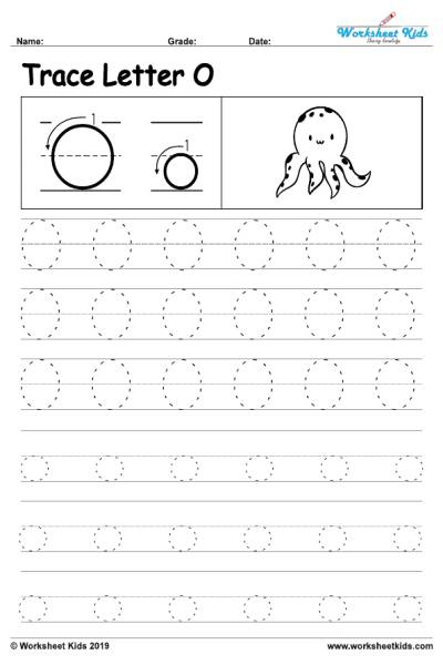 Printable Letter O Tracing Worksheet With Number And Arrow Guides 