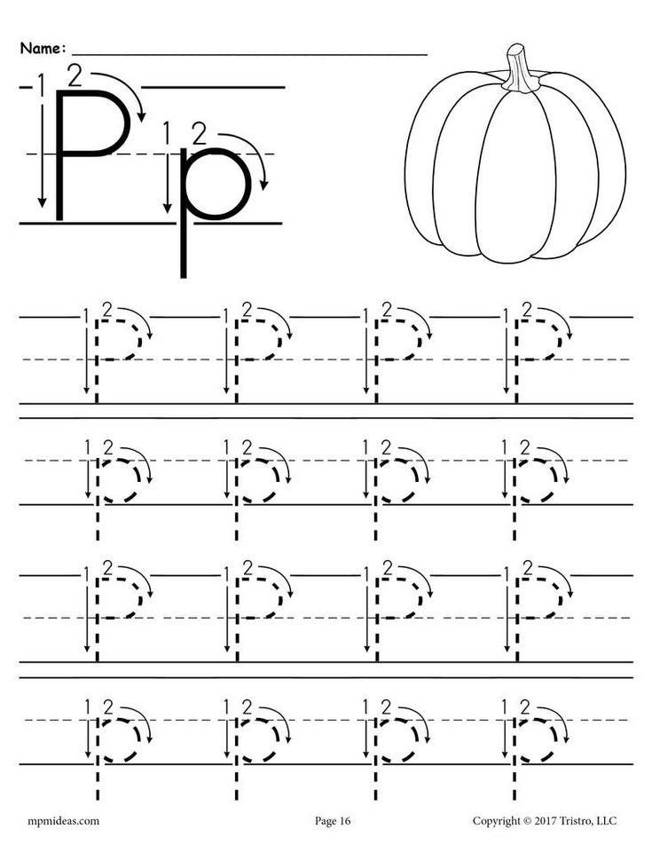 Printable Letter P Tracing Worksheet With Number And Arrow Guides 