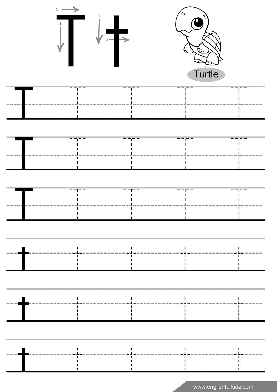 Printable Letter T Tracing Worksheet Letter T Worksheets Letter