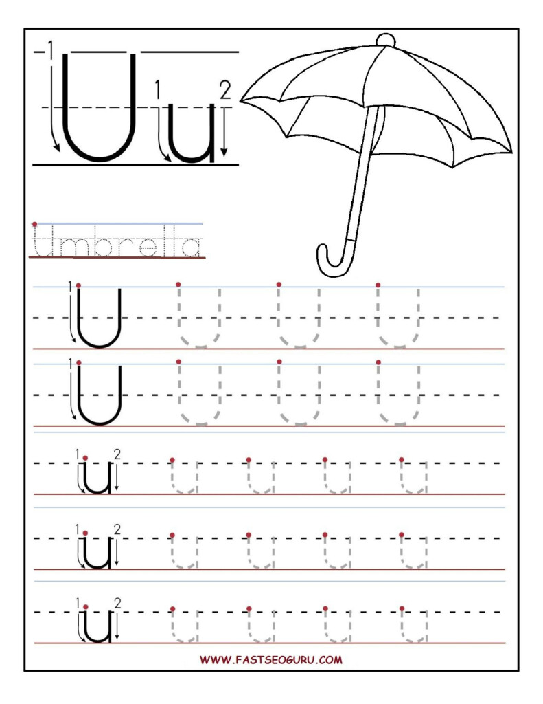 Printable Letter U Tracing Worksheets For Preschool Alphabet 