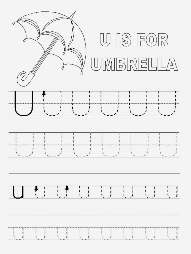 Printable Letter U Tracing Worksheets For Preschool Alphabet 12 