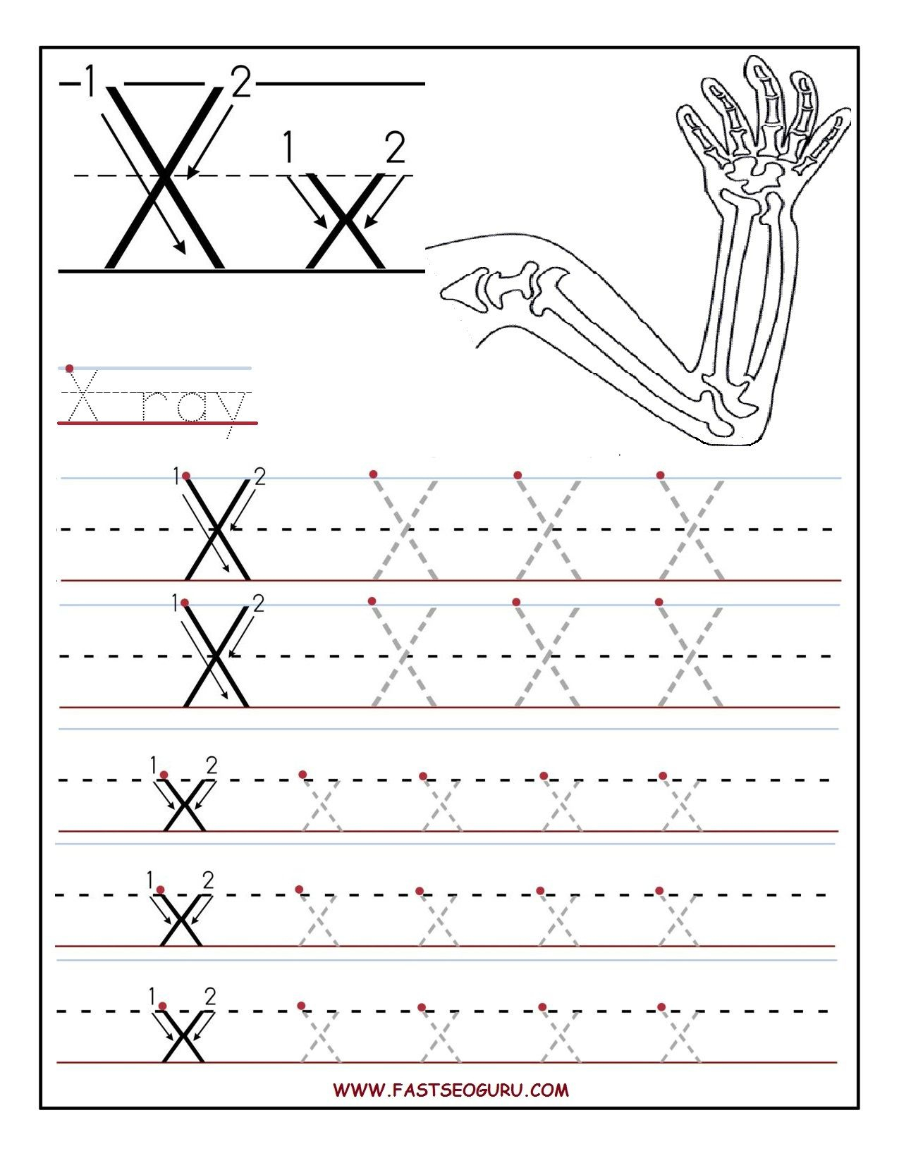 Printable Letter X Tracing Worksheets For Preschool Preschool