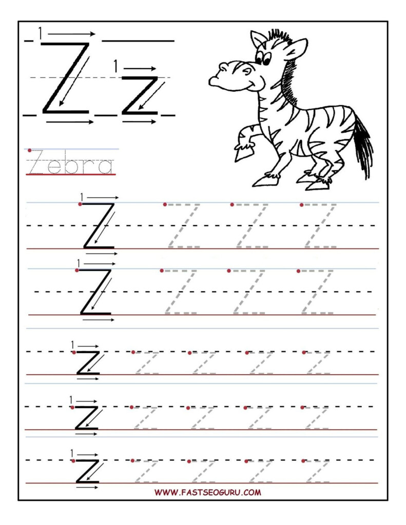 Printable Letter Z Tracing Worksheets For Preschool Kids Activities 