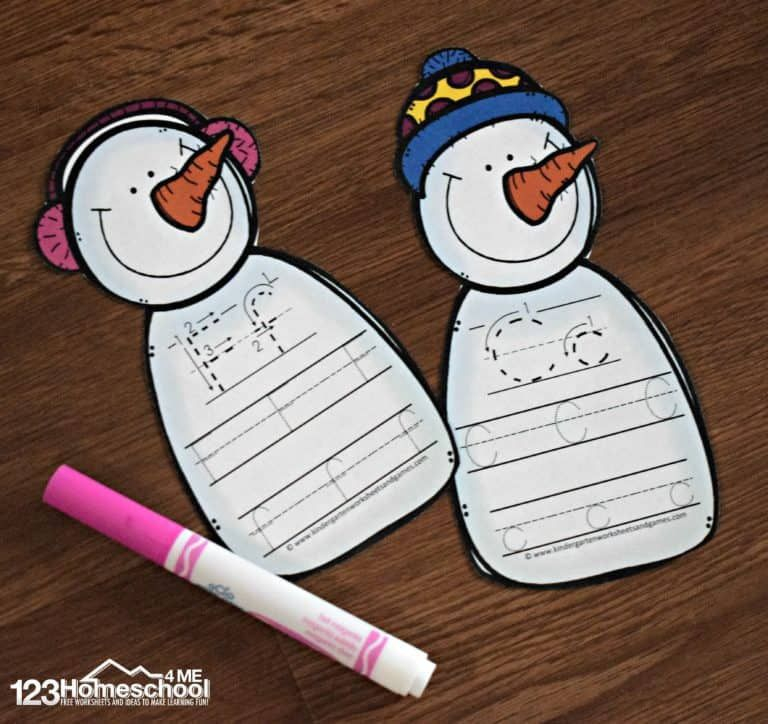 Snowman Letter Tracing Practice Trace Erase Snowman Preschool 