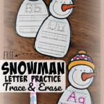 Snowman Letter Tracing Practice Trace Erase Winter Kindergarten