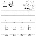 This Printable Letter E Worksheet Includes Four Lines For Tracing The