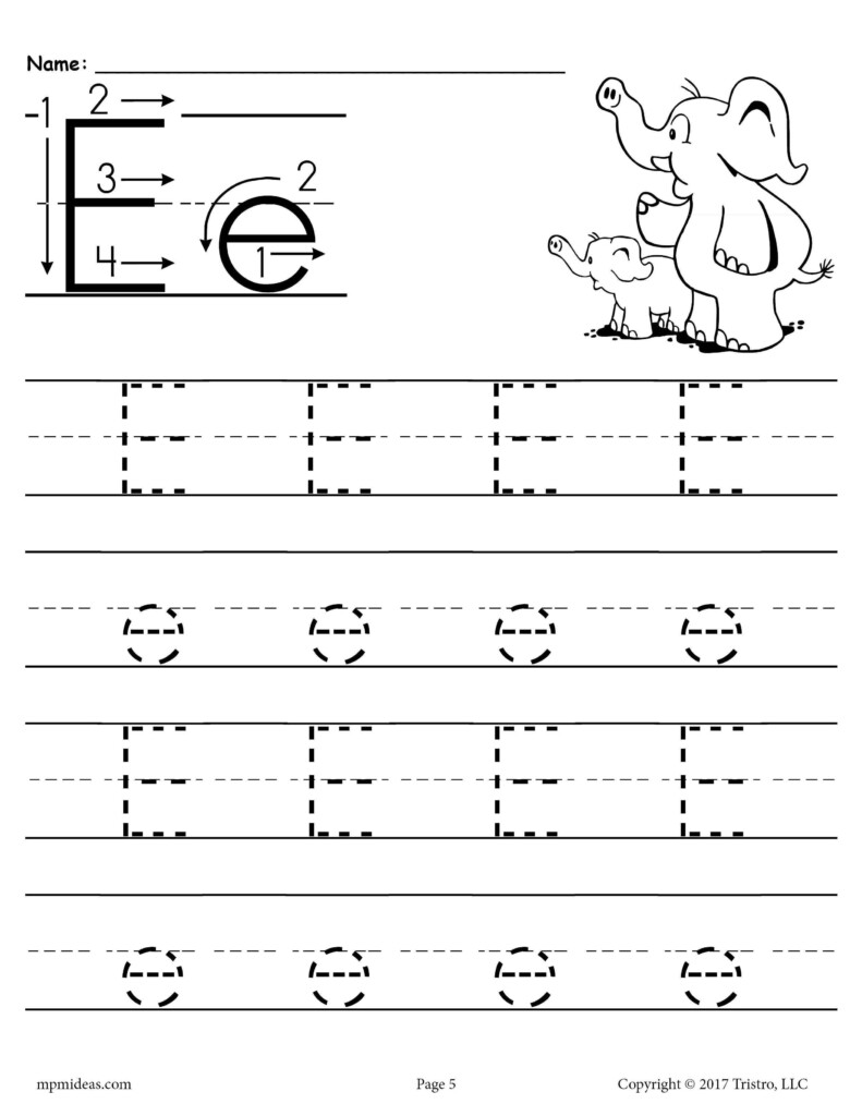 This Printable Letter E Worksheet Includes Four Lines For Tracing The 