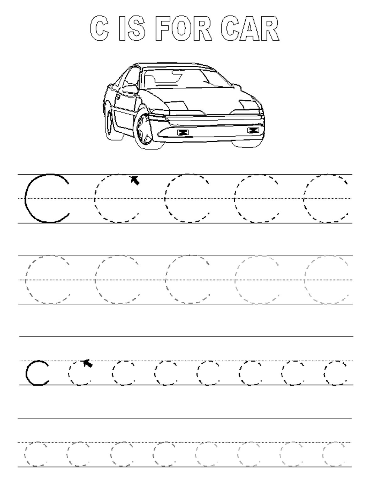 Trace Letter C Worksheets Activity Shelter