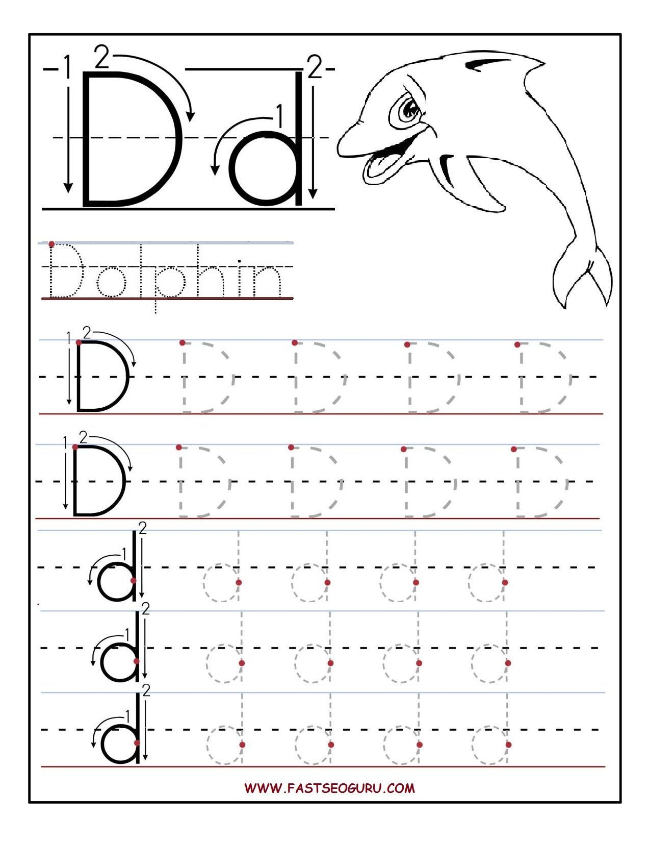 Trace Letter D Worksheets Activity Shelter Letter Worksheets For 