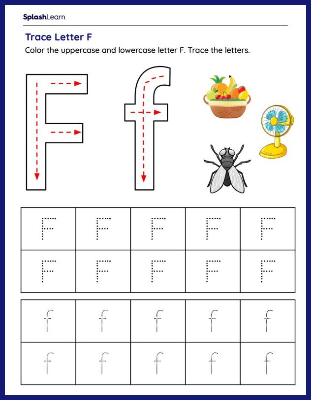 Trace Letter F ELA Worksheets SplashLearn