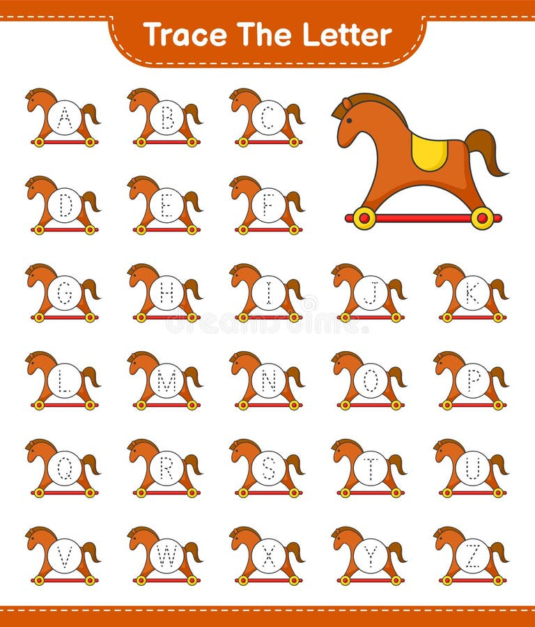 Trace The Letter Tracing Letter Alphabet With Rocking Horse Stock 