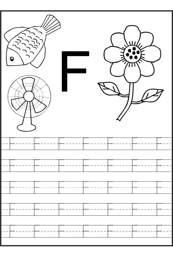 Trace The Letters Letter F Printable Preschool Worksheets Tracing 