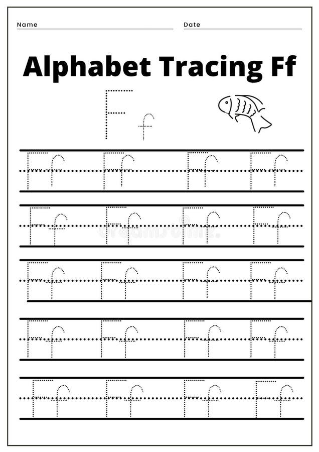 TRACING ALPHABET Ff Worksheet Stock Vector Illustration Of Page 