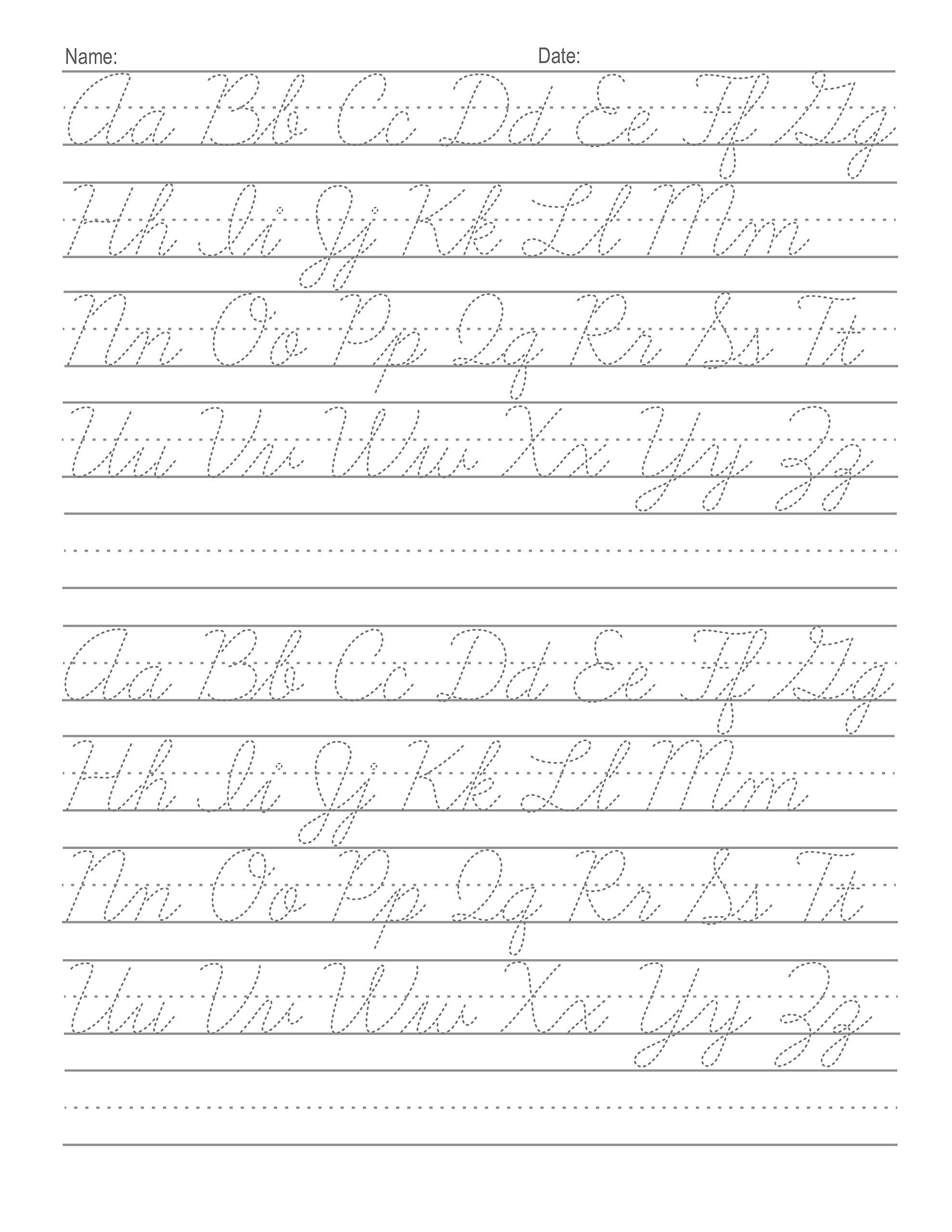 Tracing Cursive Letters Worksheets Pdf Dot To Dot Name Tracing Website