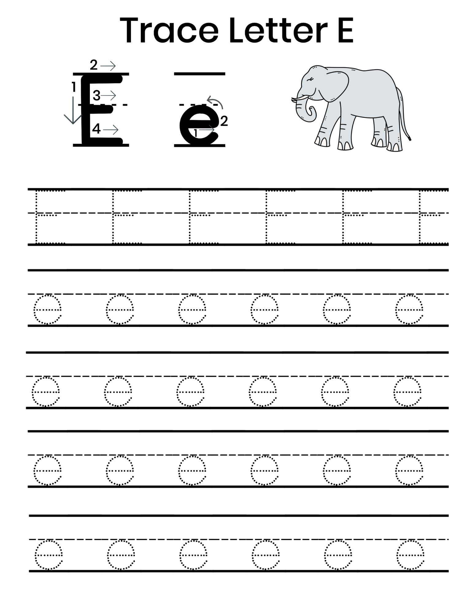 Tracing Letter E Worksheets For Preschool A Z Letter Focus Worksheets