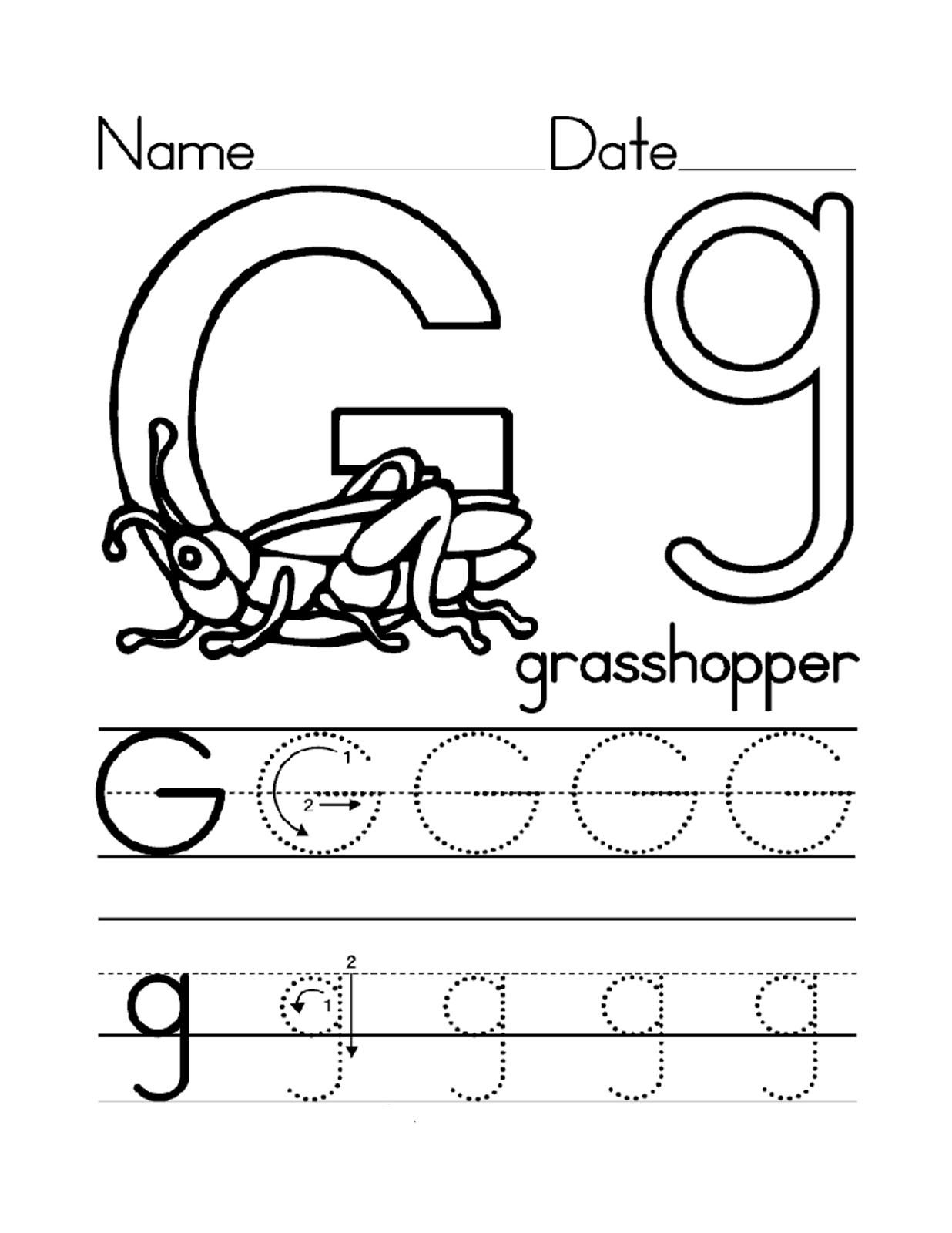 Tracing Letter G Worksheets