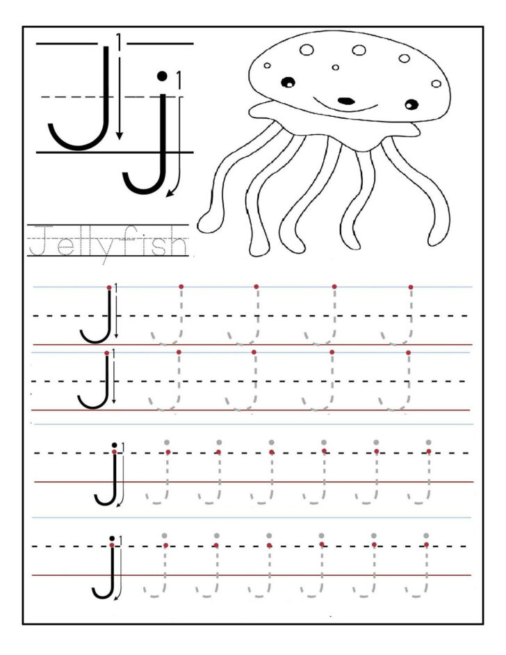 Tracing Letter J Preschool AlphabetWorksheetsFree