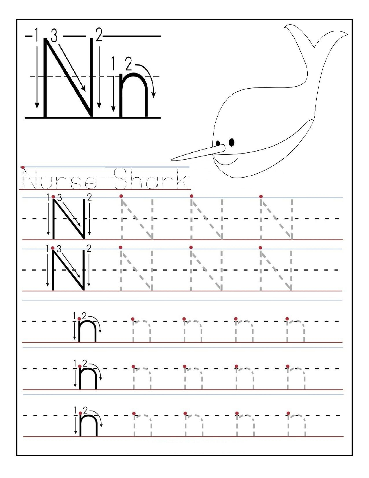 Tracing Letter N Worksheets TracingLettersWorksheets