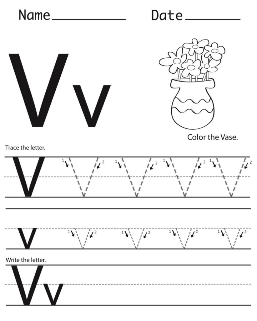 Tracing Letter V Worksheets TracingLettersWorksheets