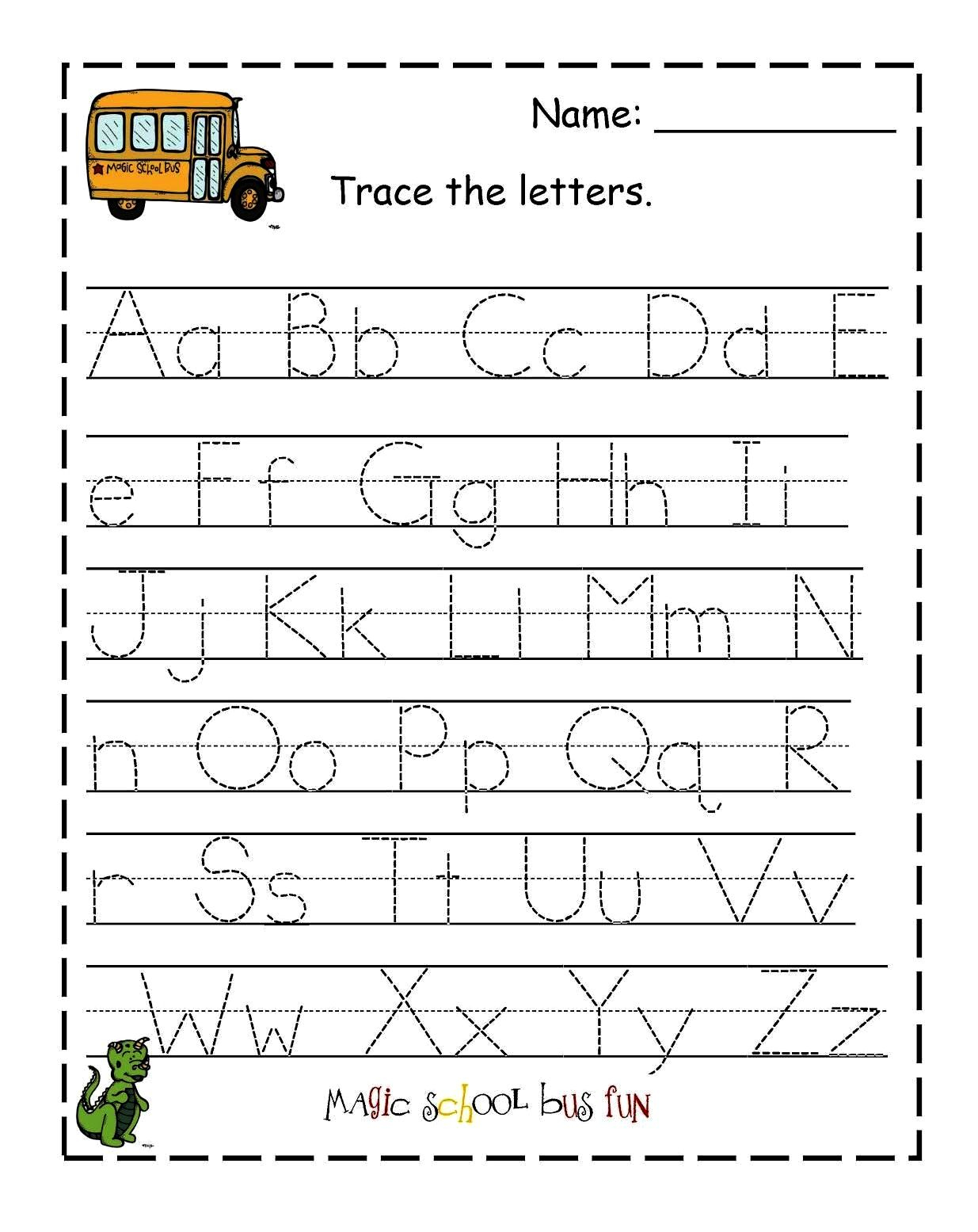 Tracing Worksheets For Kindergarten On Letters
