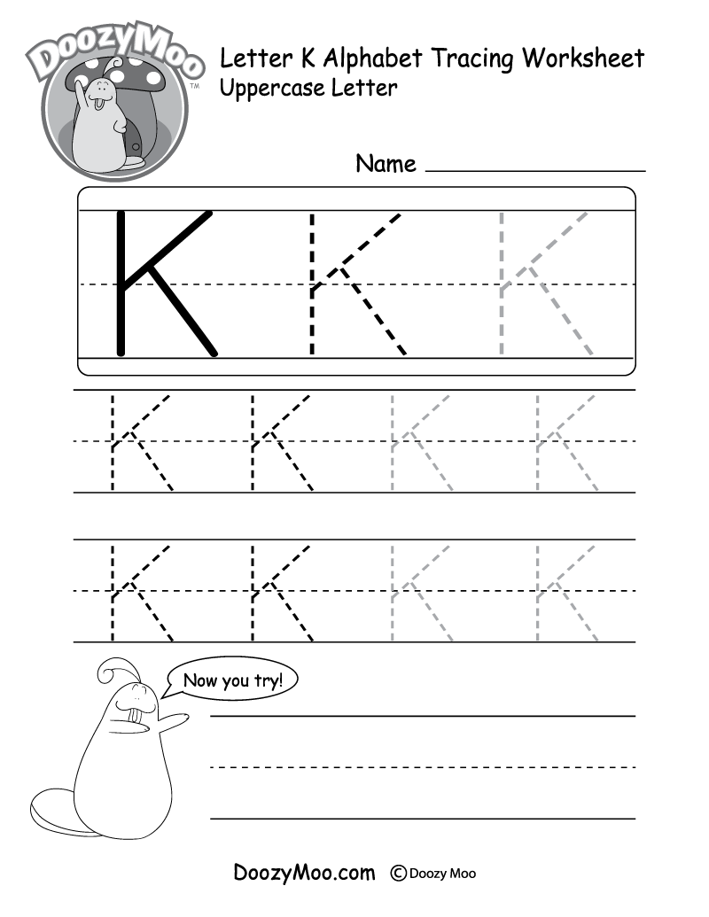 Uppercase Letter K Tracing Worksheet Doozy Moo