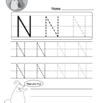 Uppercase Letter N Tracing Worksheet Doozy Moo