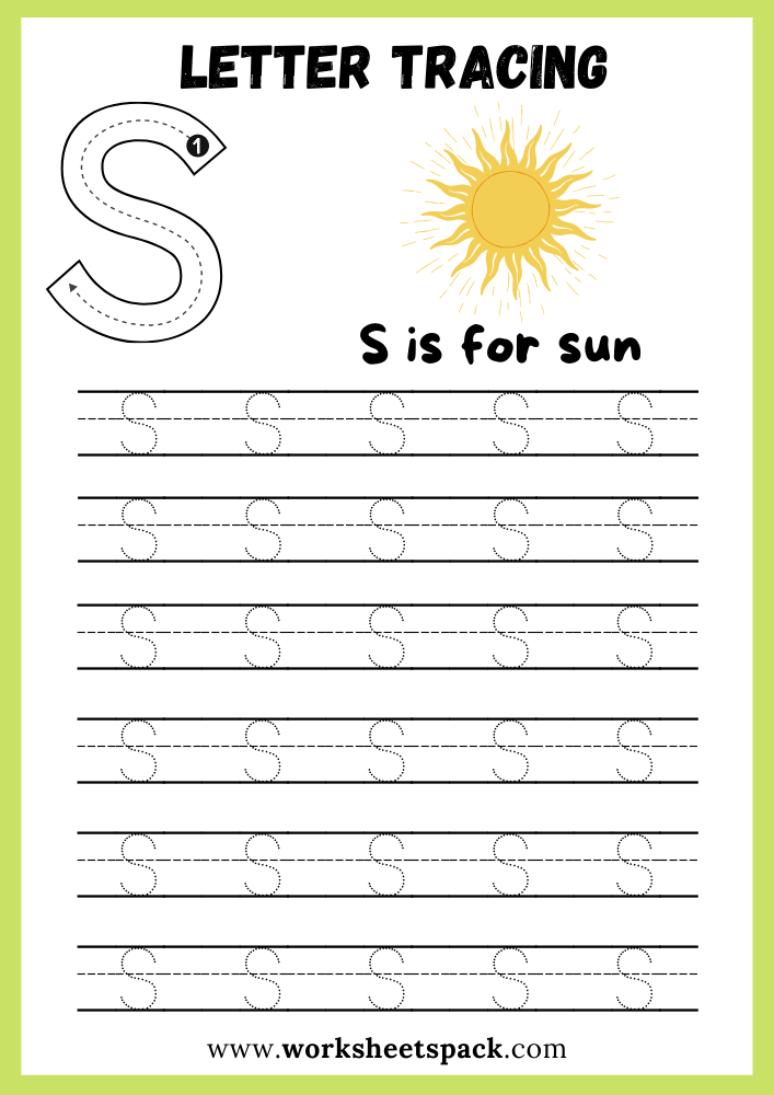 Uppercase Letter S Tracing Worksheet Printable Letter S Writing 