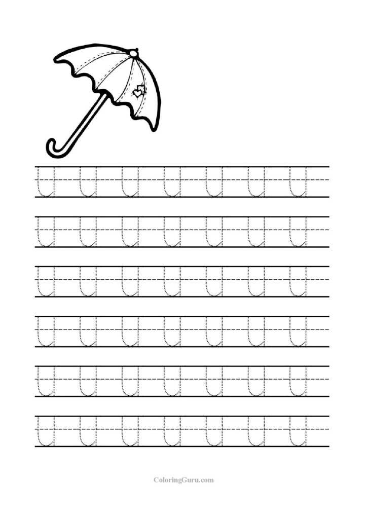 Writing Letter Worksheet Alphabet Exercises Game For Kids Letter U 