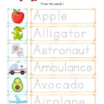 Alphabet Worksheet Tracing Words Letter A Academy Simple