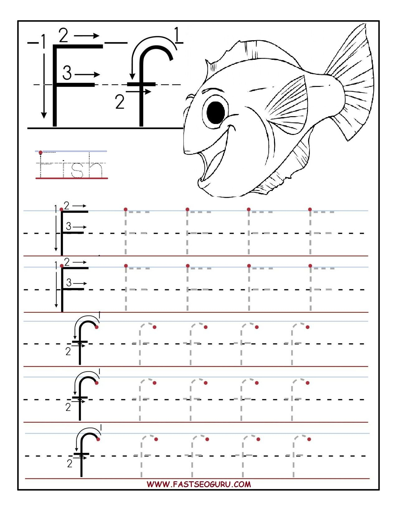 F Letter Tracing AlphabetWorksheetsFree