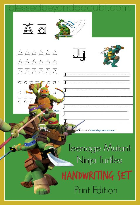 FREE Teenage Mutant Ninja Turtles Handwriting Printable Set Print 