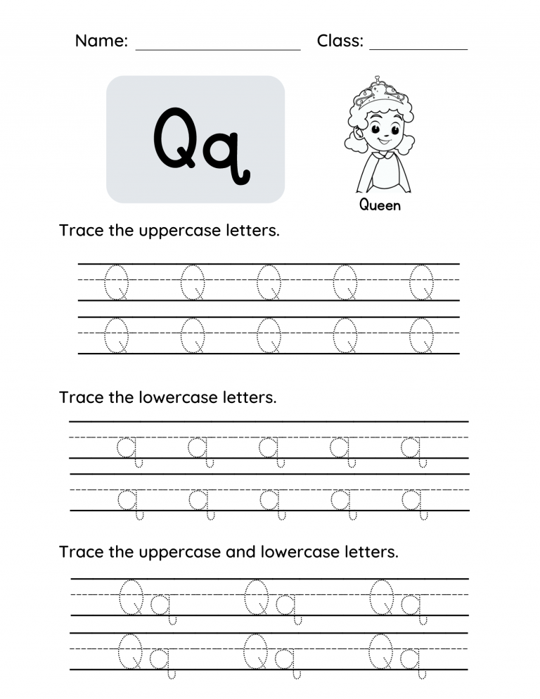 Free Tracing Letter Q Printable PDF Trace The Letter Q