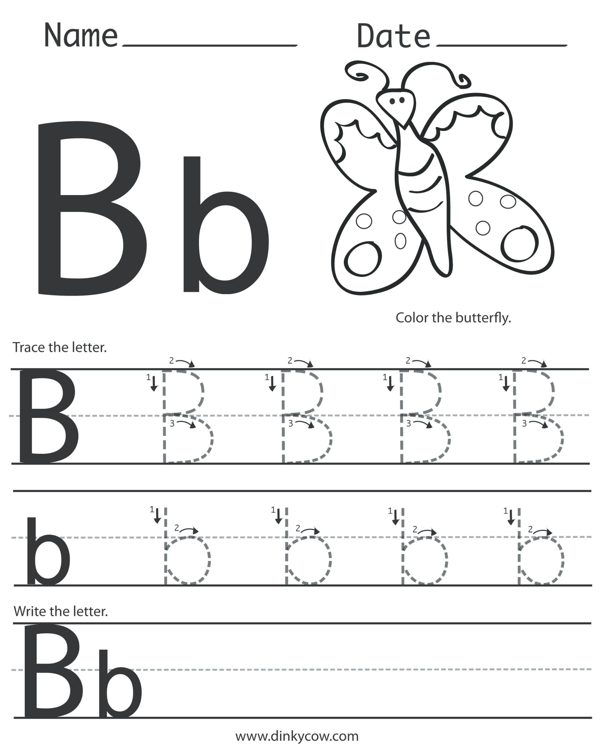 Letter B Tracing Sheet AlphabetWorksheetsFree